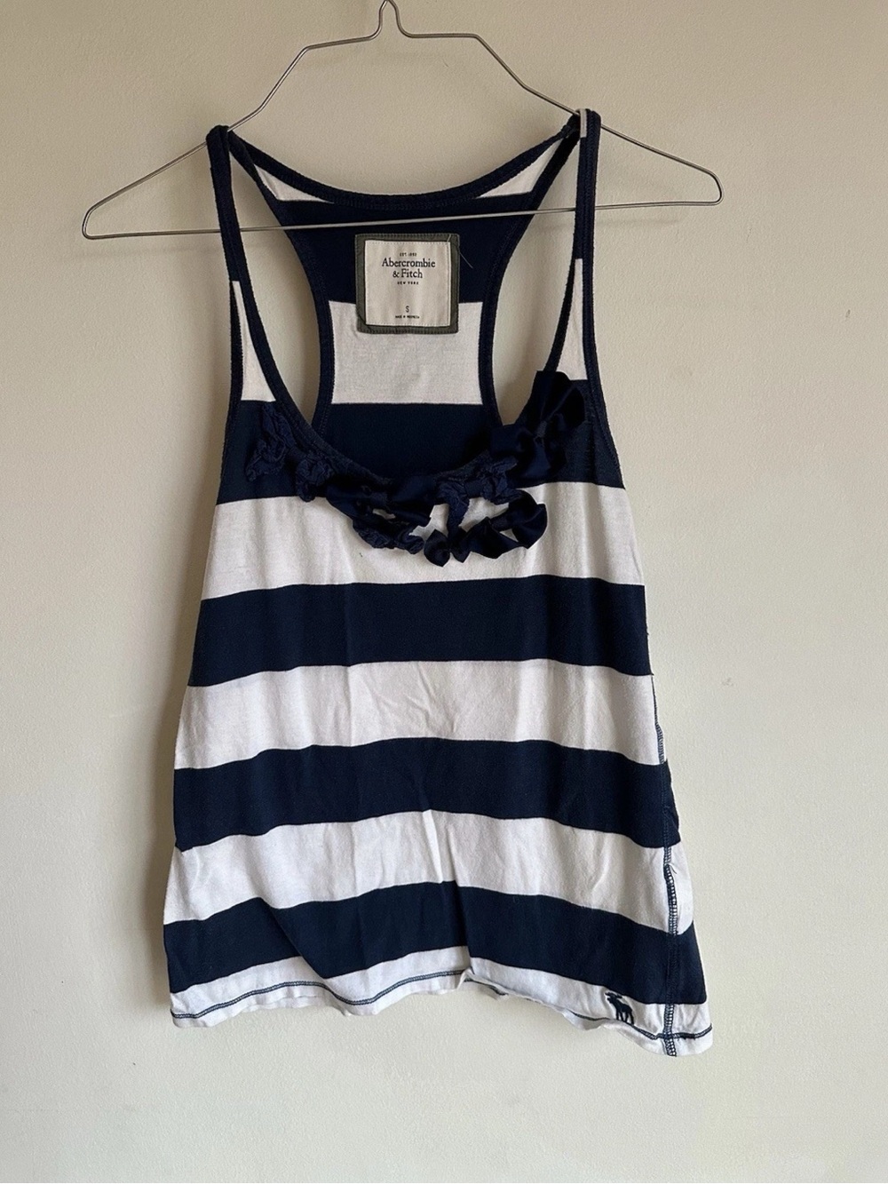 Abercrombie & Fitch Navy White Racerback Tank Top Medium Casual